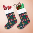 Cute Gingerbread Man Candy Gift Mistletoe And Gloves Pattern Christmas Stocking
