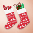 Christmas Winter Deer And Flowers On Red Background Christmas Stocking