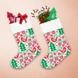 Christmas With Birds And Flowers In Red Green Nordic Christmas Stocking Christmas Gift