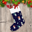 Christmas Winter With Penguins Skating On Blue Christmas Stocking