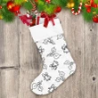 Black And White Holly Leaves And Jingle Bells Pattern Christmas Stocking