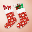 Lovely Reindeer Faces And Snowflakes On Red Tartan Backgroundlovely Reindeer Faces And Snowflakes On Red Tartan Background Christmas Stocking