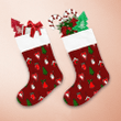 Red Christmas Toys Including Mittens Santa Claus Houses And Trees Pattern Christmas Stocking