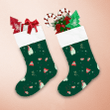 Christmas Festive Cute Penguin On A Green Background Christmas Stocking