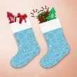 Blue Background Hand Drawn Gift Boxes With Candy Canes Snowflakes Pattern Christmas Stocking