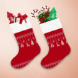 Knitting Red Border With Reindeer Tree Snowflake And Bell Christmas Stocking