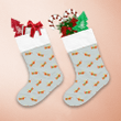 Dachshund Dog In Christmas Outfit On Grey Christmas Stocking