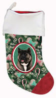 Ideal Akita Silver Portrait Tree Candy Cane Christmas Stocking Christmas Gift