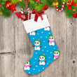 Christmas Cute Snowman Boy And Girl On Blue Background Christmas Stocking Christmas Gift