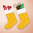 Various Complex Big And Small Snowflakes On Yellow Background Christmas Stocking