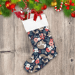 Cartoon Cute Fox Sleeping With Floral And Red Berries Christmas Stocking