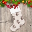 Vintage Style Hand Drawn Bow Bells Pattern Christmas Stocking