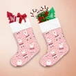 Cute Christmas Pattern With Santa Claus And Hearts On Pink Background Christmas Stocking