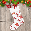 Red Stars Gift Boxes And Ring Bells Pattern Christmas Stocking