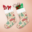 Snowy Christmas Trees And Red Cars In Retro Style Christmas Stocking