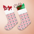 Bulldog Santa Claus Hat And Candy Cane On Wave Line Christmas Stocking