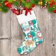 Christmas Festive Background With Santa Gifts And Penguin Christmas Stocking