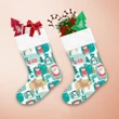 Christmas Festive Background With Santa Gifts And Penguin Christmas Stocking