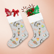 Christmas Toys Pattern With Snow Globe Nutcrackers Horse Bell And Candy Christmas Stocking