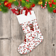 Funny Deer Face With Red Scarf And Hat Merry Xmas Themed Christmas Stocking
