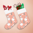Xmas Snowman And Pine Trees On Pink Background Christmas Stocking