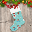 Chirstmas Snowman In Hat And Scarf With Bell Poinsettia Christmas Stocking