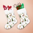 Cute Deers Christmas Trees And Pine Branches With Cones Christmas Stocking