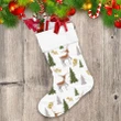 Cute Deers Christmas Trees And Pine Branches With Cones Christmas Stocking