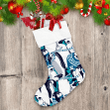Merry Christmas Penguins In Blue Nordic And Striped Scarf Christmas Stocking