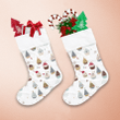 Cute Smiley Winter Cupcakes Illustration Pattern Christmas Stocking