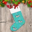Merry Christmas Time Doodle With Dogs On Turquoise Christmas Stocking
