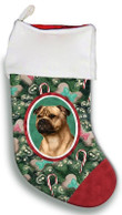 Staffordshire Bull Terrier Fawn Christmas Stocking Christmas Gift Red And Green Tree Candy Cane