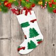 Green Christmas Trees And Red Trucks Christmas Stocking