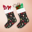 Red Berries Tree Branches With Vintage Mittens Glove Christmas Stocking