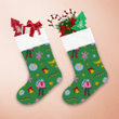 Christmas Cat Moon And Snowflakes On Green Background Christmas Stocking