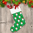 Cute Santa Claus Head Phrase Ho Ho Ho Christmas Green Background Christmas Stocking