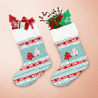 Knitted Santa Claus Christmas Trees And Colorful Borders Christmas Stocking