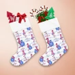 Christmas Flamingo In Santa Hat And Blue Gift Bag Christmas Stocking