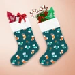 Envelop And Leave In Christmas Socks On Green Background Christmas Stocking