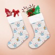 Theme Festival Polar Bears With Garland Gift And Candy Cane Christmas Stocking