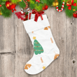Green Trees With Star On Top And Bells Pattern Christmas Stocking