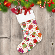 Multicolor Snowflakes And Mittens Glove Illustration Christmas Stocking