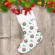 Leaf Wreath Christmas Deer Silhouette And Snowflakes Christmas Stocking