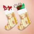 Kawaii Gingerbread Man Smiling Face On Colorful Striped Background Christmas Stocking