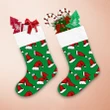 Christmas Green Background With Red Santa Hat Christmas Stocking
