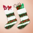 Chistmas Red Poinsettia Handle Balls And Coniferous Branches Christmas Stocking