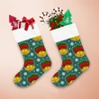 Christmas Decor Theme With Golden Bells Snowflakes And Holly Christmas Stocking