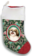 Enticing Shih Tzu Christmas Stocking Christmas Gift Red And Green Tree Candy Cane