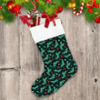 Holiday Elements With Green Leaf Red Berries On Dark Blue Background Christmas Stocking