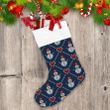 Christmas Snowman In Hat And Red Heart Christmas Stocking